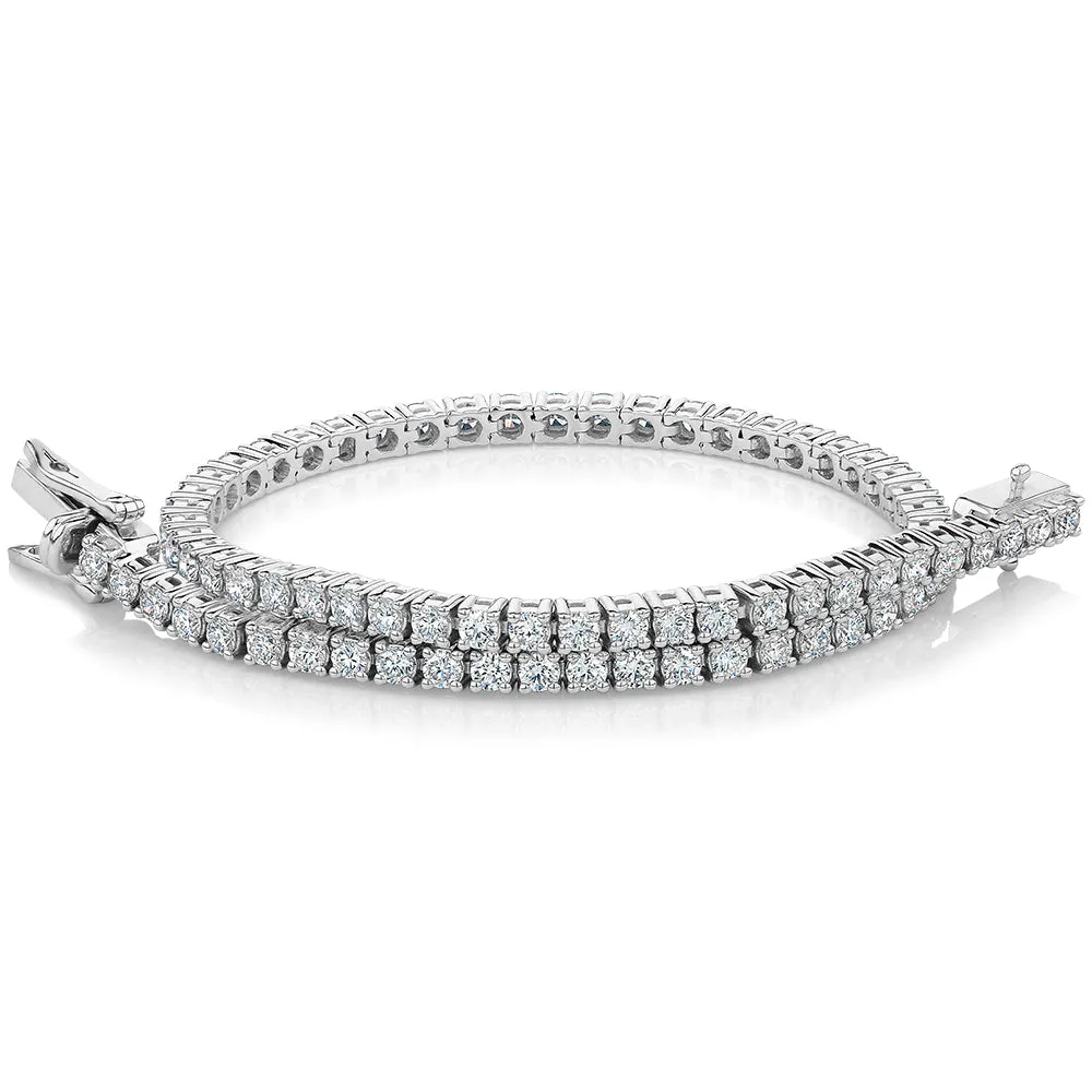 Premium Lab-Grown Diamond, 3 carat TW round brilliant tennis bracelet in 14 carat white gold