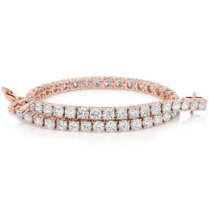 Premium Lab-Grown Diamond, 7 carat TW round brilliant tennis bracelet in 14 carat rose gold