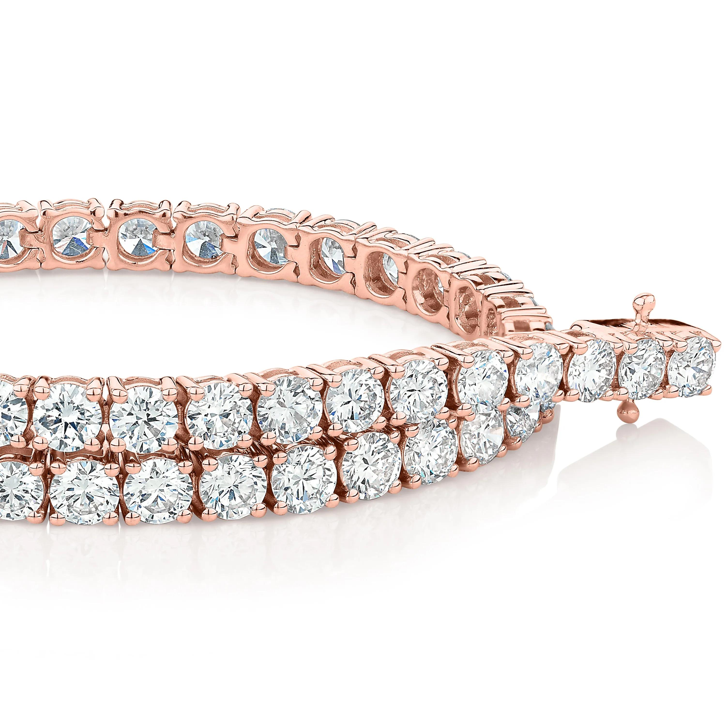 Premium Lab-Grown Diamond, 7 carat TW round brilliant tennis bracelet in 14 carat rose gold