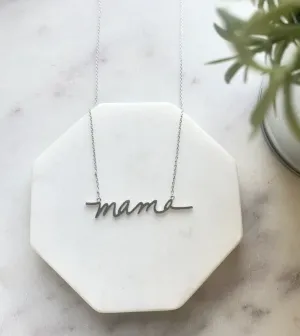 Pretty Simple "Mama" Necklace - Silver