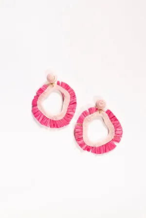 Raffia Organic Earrings in Pink
