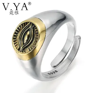 Real Pure 925 Sterling Silver Ring Thai Silver Ring Eye of Providence