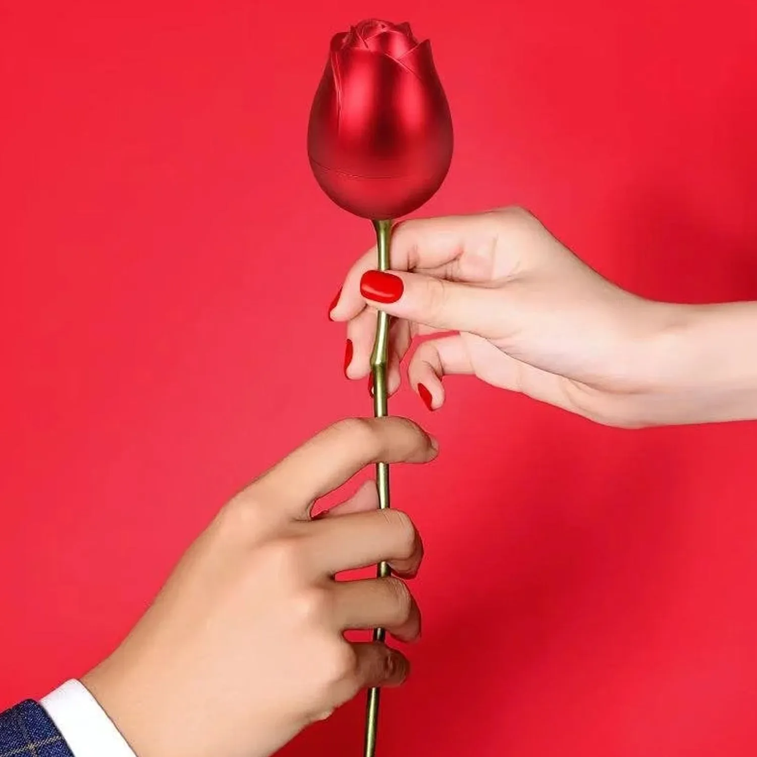 Red Rose Couple Rings Box - Elegant Design (Rings Not Included)