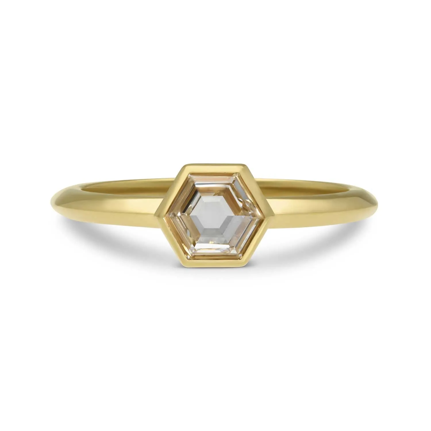 REFLECTION Ring with Hexagon Diamond Yellow Gold