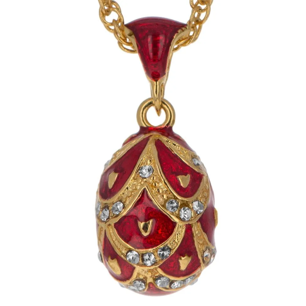 Regal Red Pinecone: 40-Crystal Royal Egg Pendant Necklace