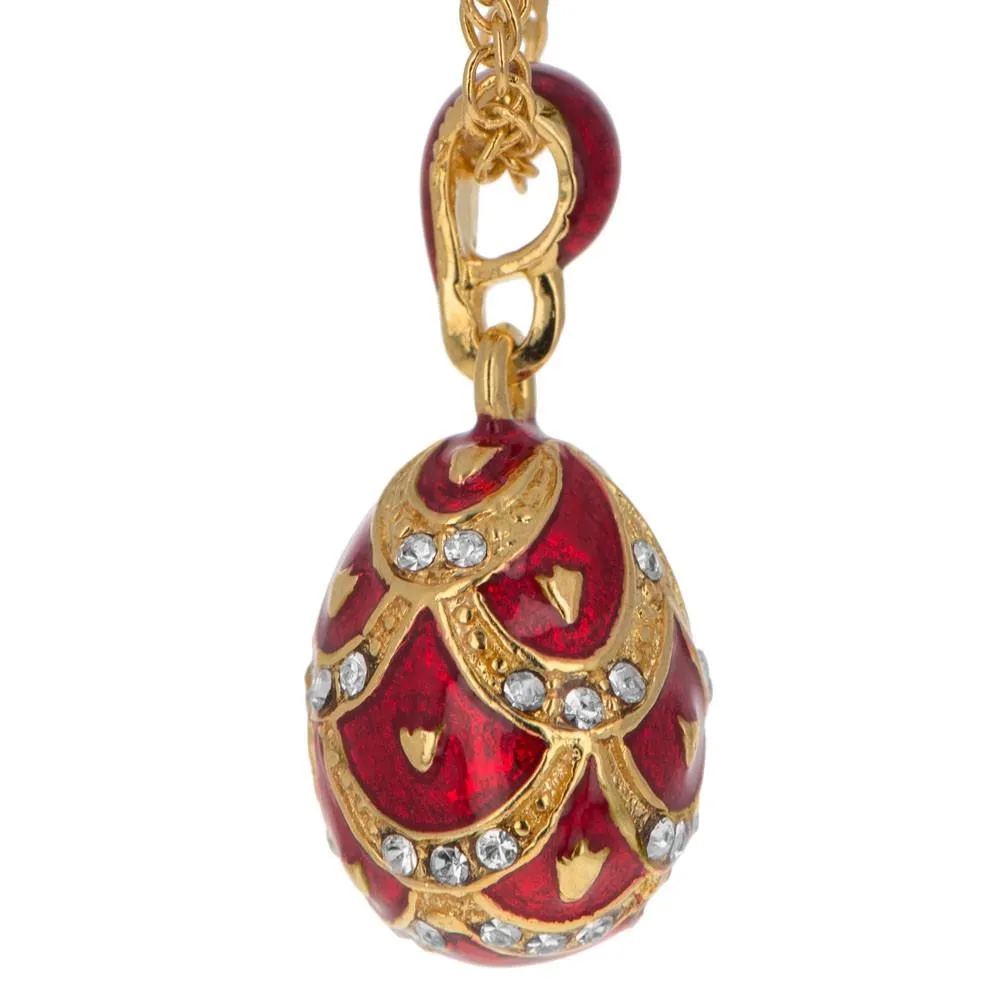 Regal Red Pinecone: 40-Crystal Royal Egg Pendant Necklace