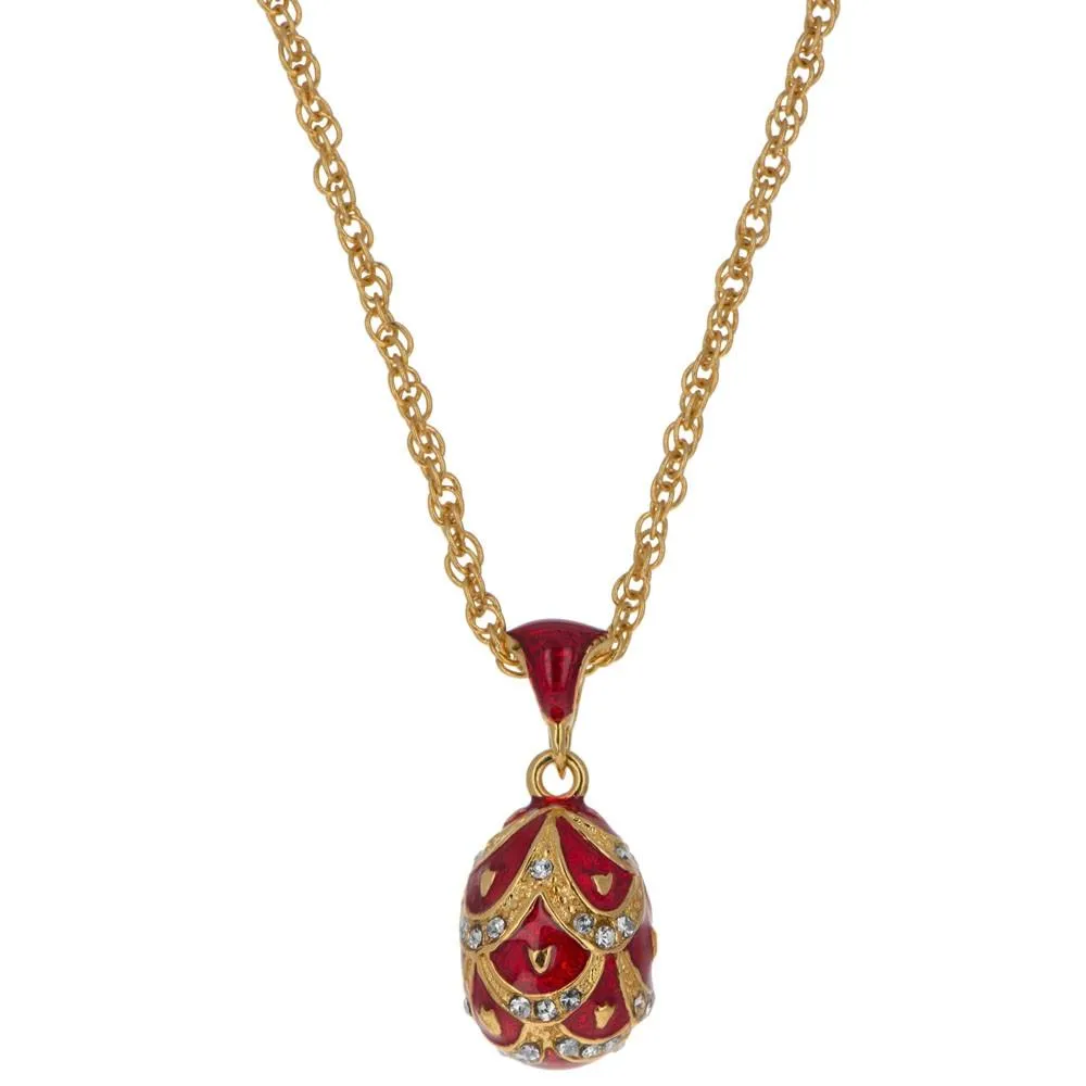 Regal Red Pinecone: 40-Crystal Royal Egg Pendant Necklace