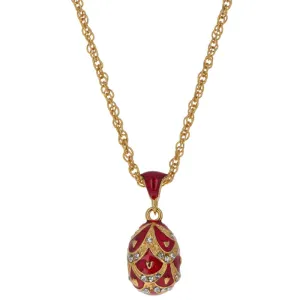 Regal Red Pinecone: 40-Crystal Royal Egg Pendant Necklace
