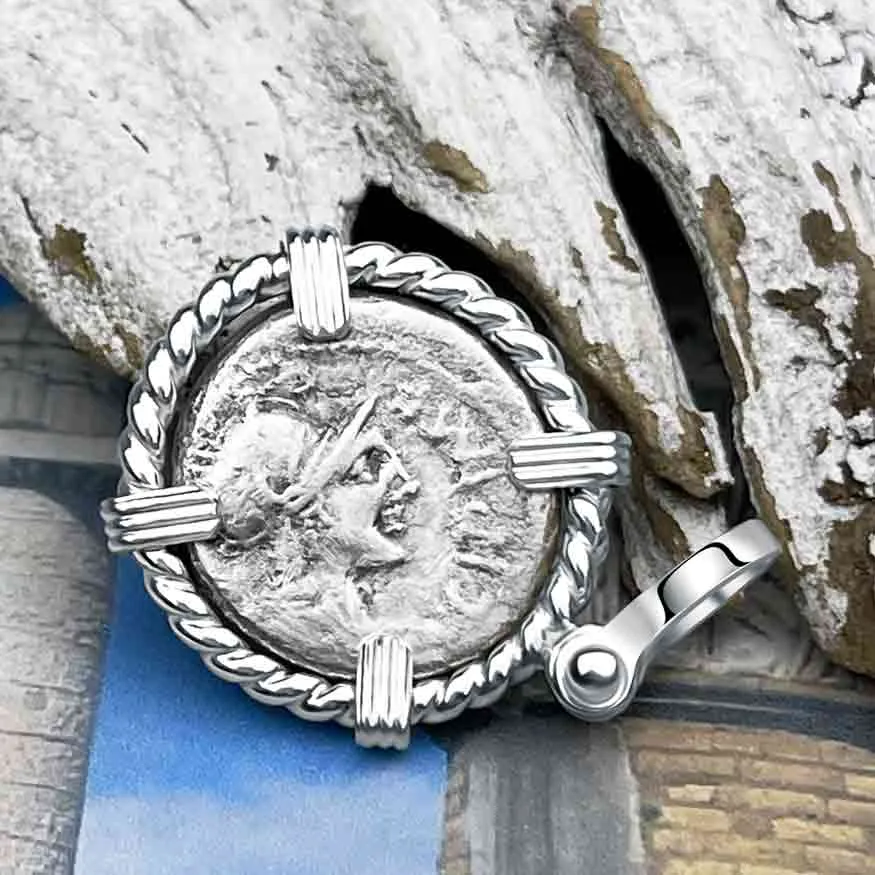Roman Republic Roma & Victory Silver Denarius 115 BC Sterling Silver Pendant | Artifact #3293