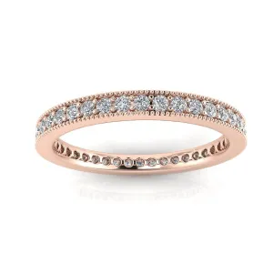Round Brilliant Cut Diamond Pave & Milgrain Set Eternity Ring In 14k Rose Gold  (0.5ct. Tw.) Ring Size 7.5