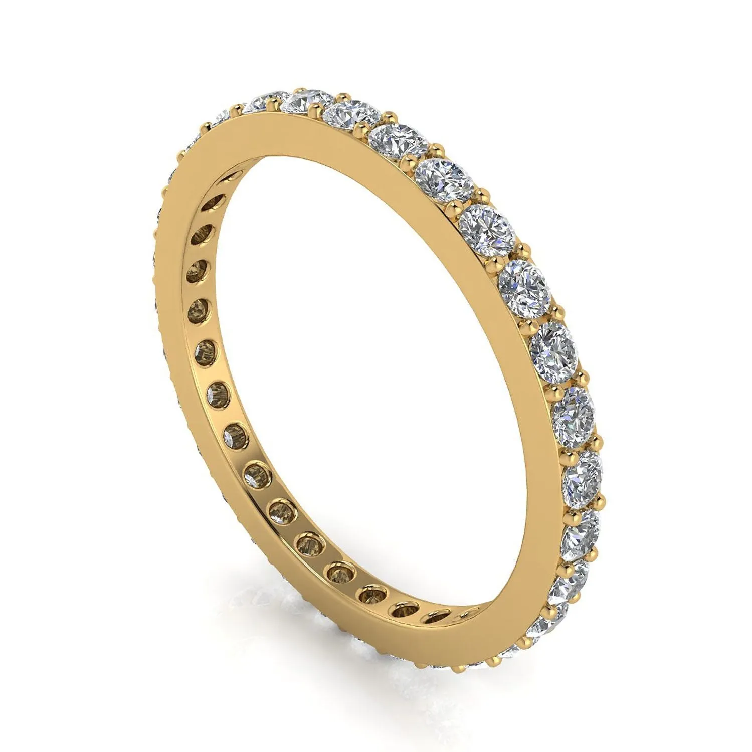 Round Brilliant Cut Diamond Pave Set Eternity Ring In 14k Yellow Gold  (0.63ct. Tw.) Ring Size 4.5