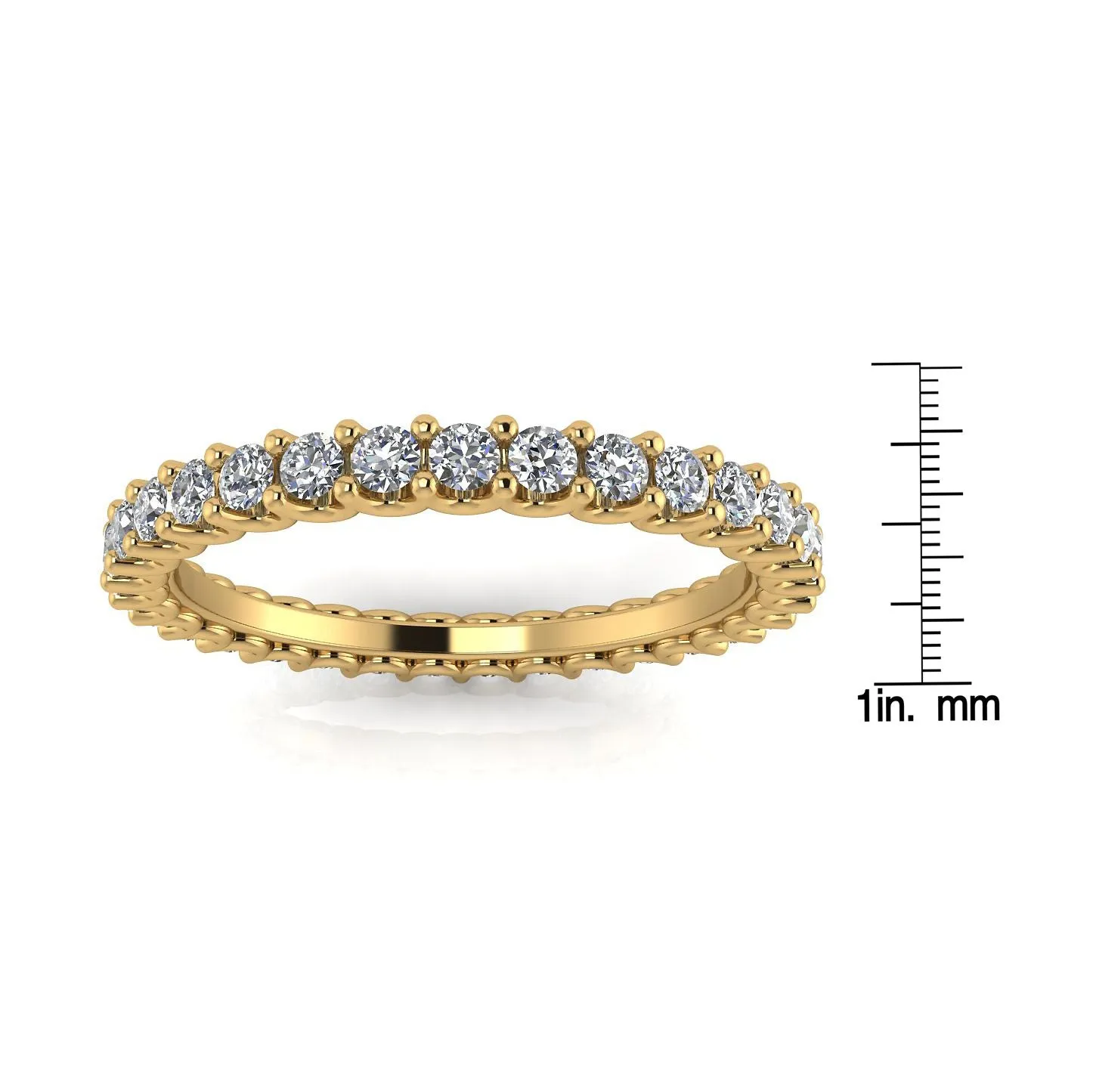 Round Brilliant Cut Diamond Shared Prong Set Eternity Ring In 14k Yellow Gold  (0.52ct. Tw.) Ring Size 8.5