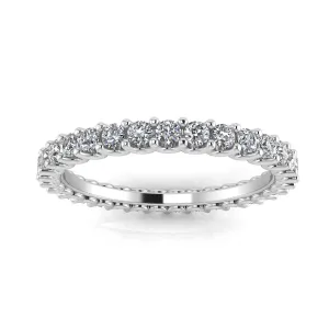 Round Brilliant Cut Diamond Shared Prong Set Eternity Ring In Platinum  (0.99ct. Tw.) Ring Size 8