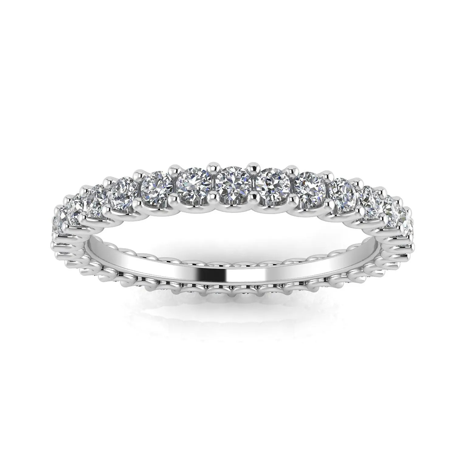 Round Brilliant Cut Diamond Shared Prong Set Eternity Ring In Platinum  (0.99ct. Tw.) Ring Size 8