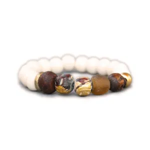 Saunf Bone, Wooden Skull and Prayer Beads Bracelet