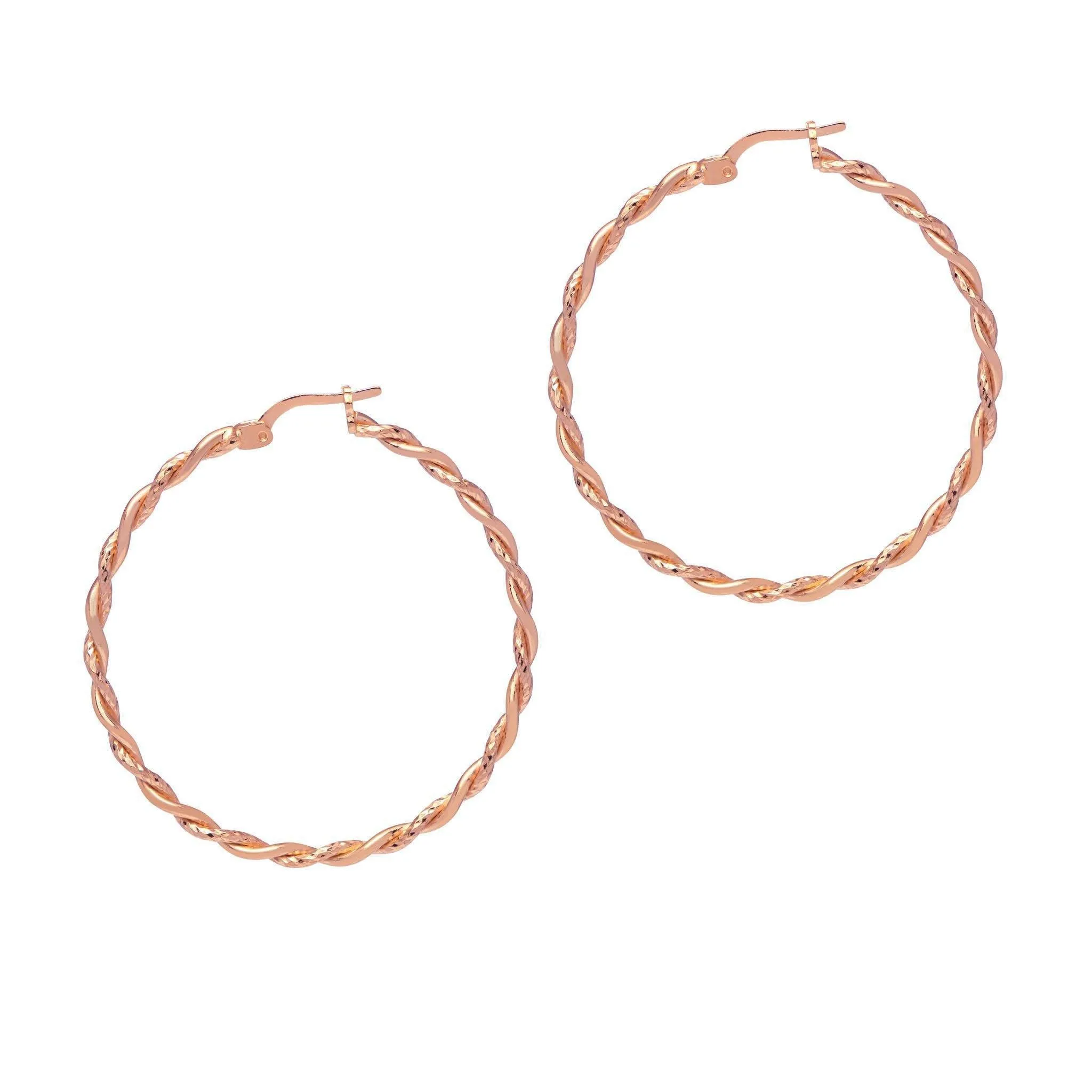Siena Sparkle Twist Hoop Earrings - Rose Gold
