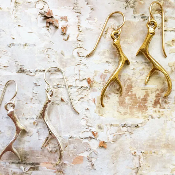 Silver Antler Earrings