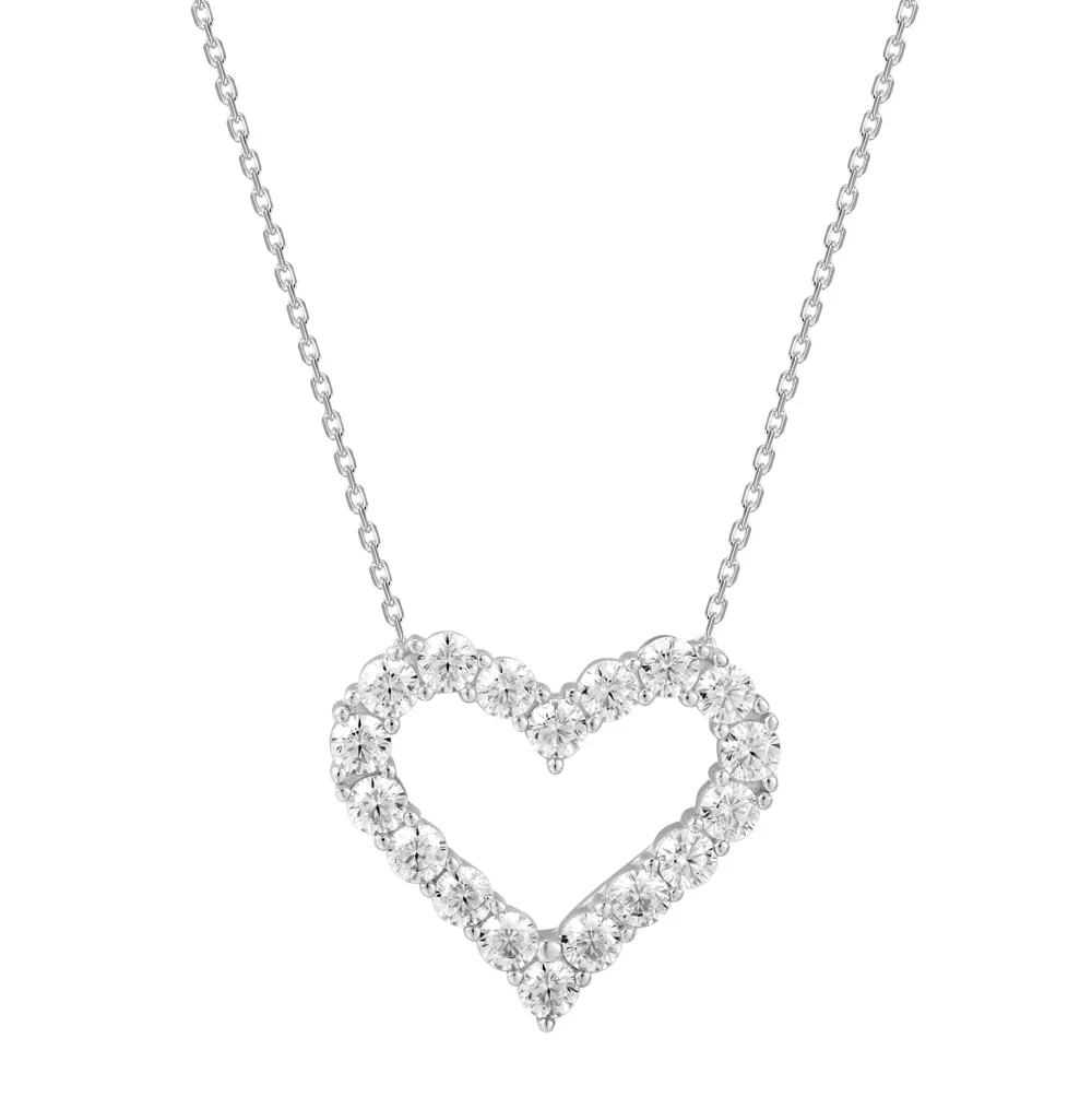 Silver Open CZ Heart Pendant