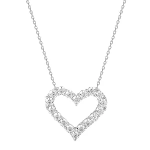 Silver Open CZ Heart Pendant