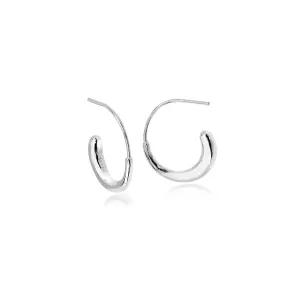 Silver organic drop hoop earrings