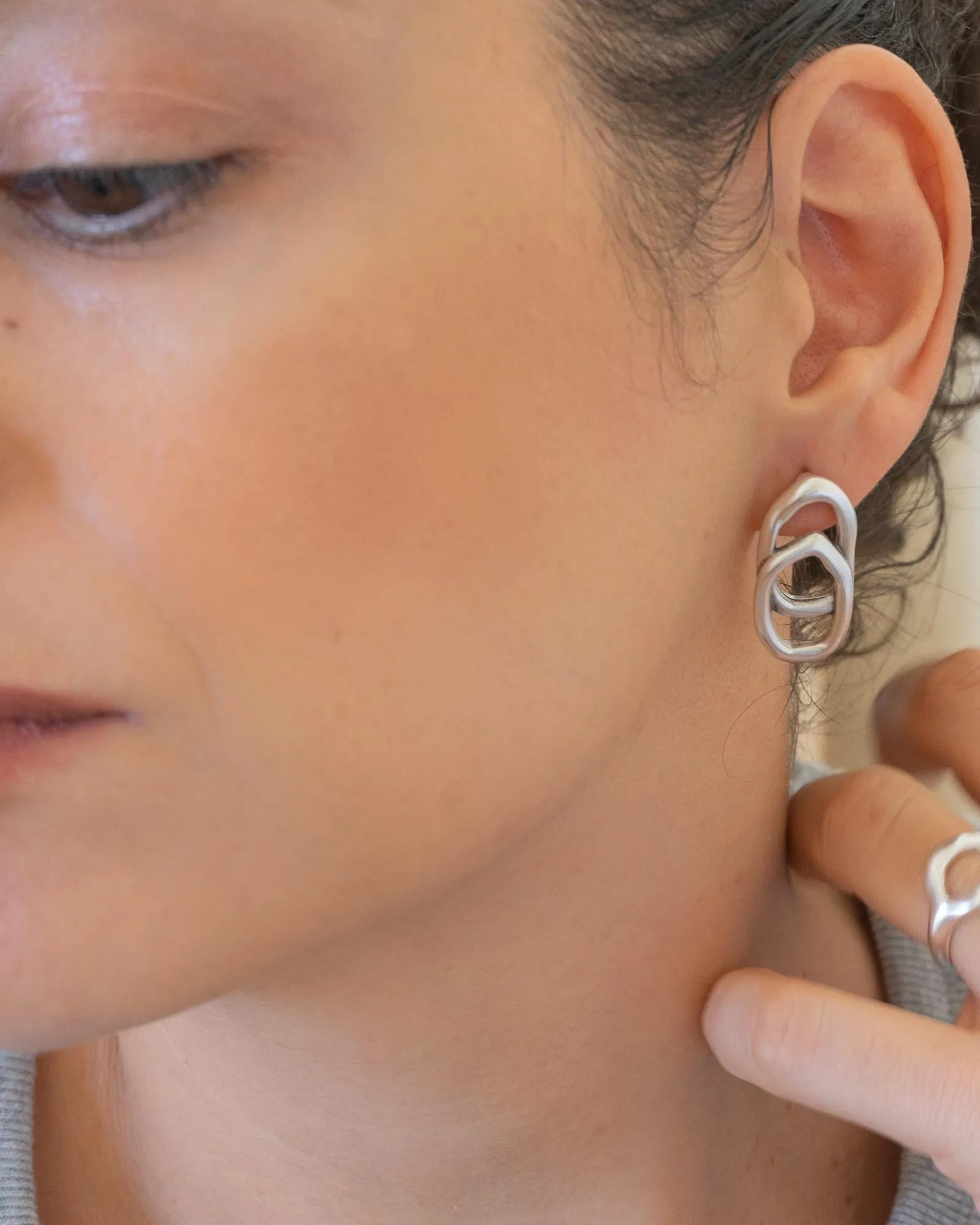 Silver Organic Stud Earrings