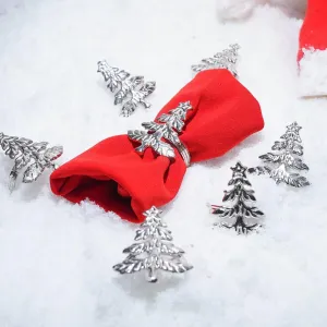Silver Tree Design Napkin Rings Set Of 6 For Home | Elegant Napkin Rings for Dining Table