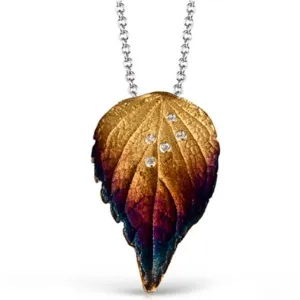 Simon G. 18K Yellow Gold Organic Allure Diamond Leaf Pendant