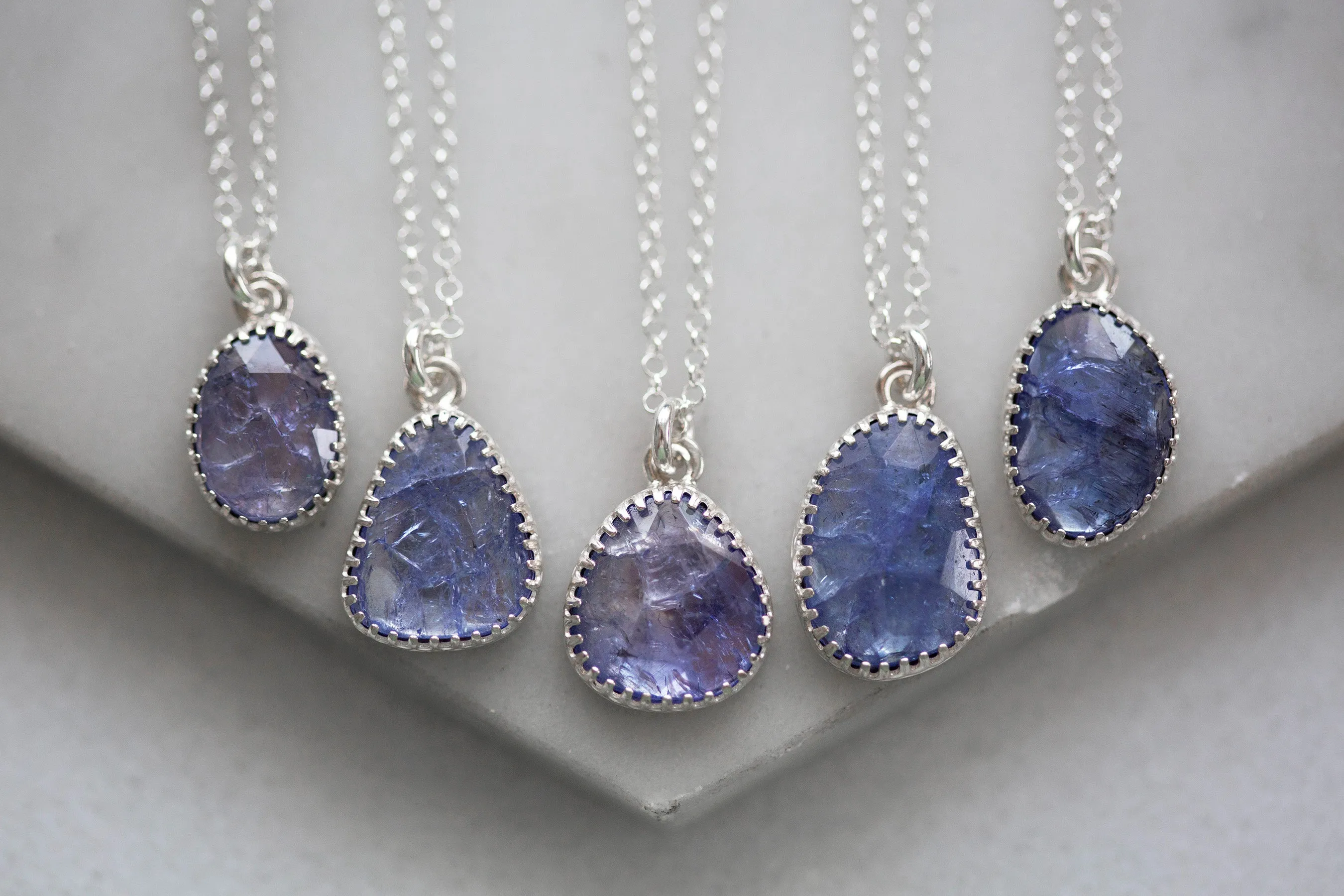 Simple Tanzanite Drop Necklace | #7