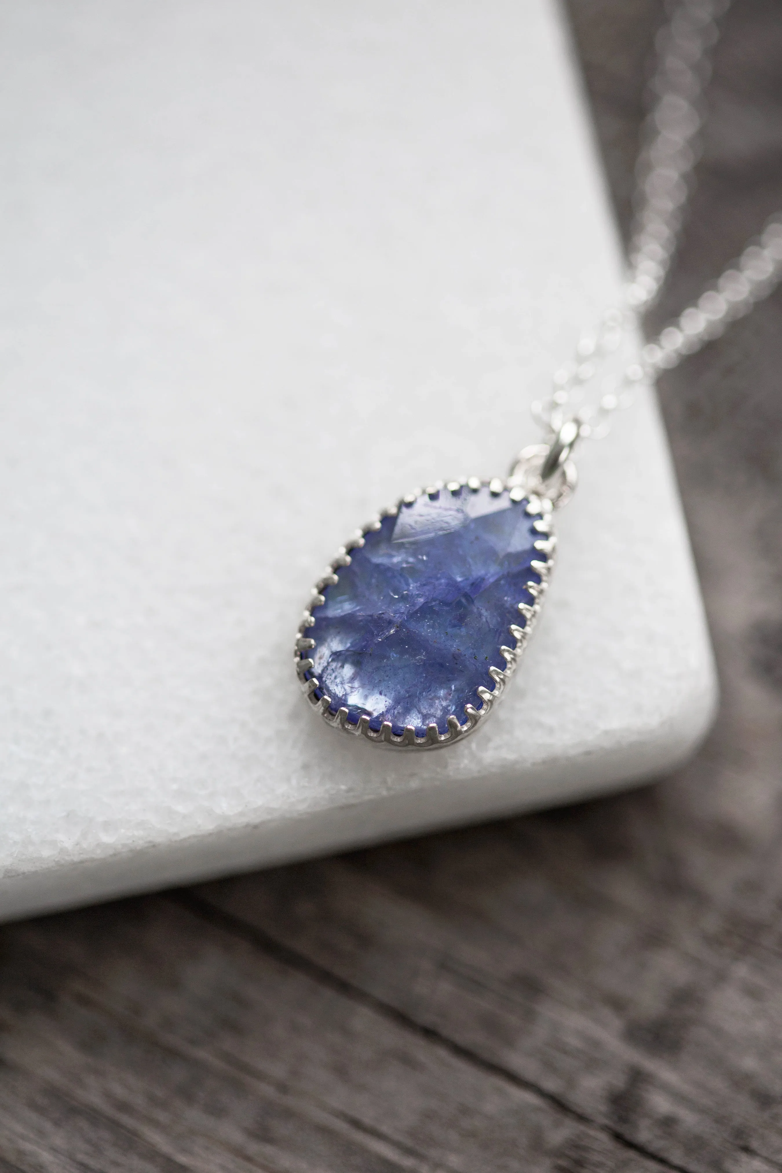 Simple Tanzanite Drop Necklace | #9
