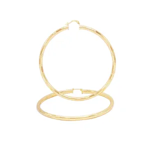 Slit Cut Hoop Earrings 14K Gold Filled 25 - 80 mm Women Fashion Jewelry 4 mm Thick