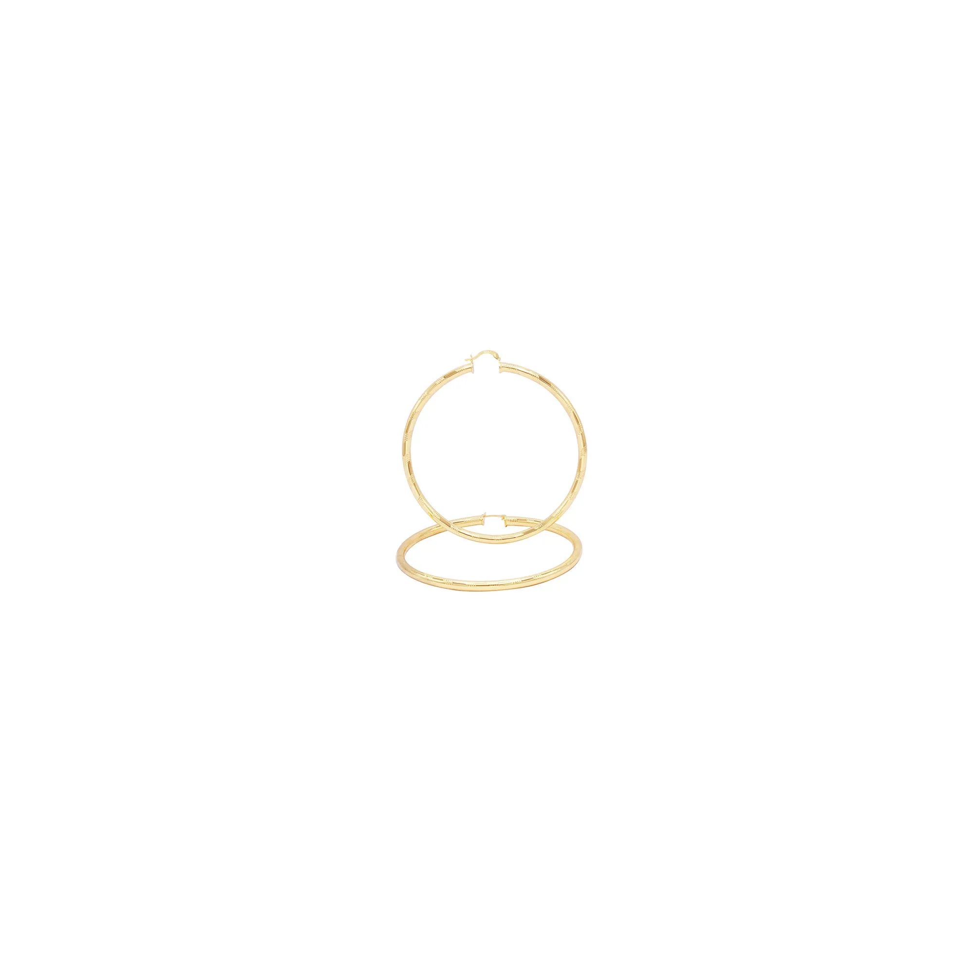 Slit Cut Hoop Earrings 14K Gold Filled 25 - 80 mm Women Fashion Jewelry 4 mm Thick