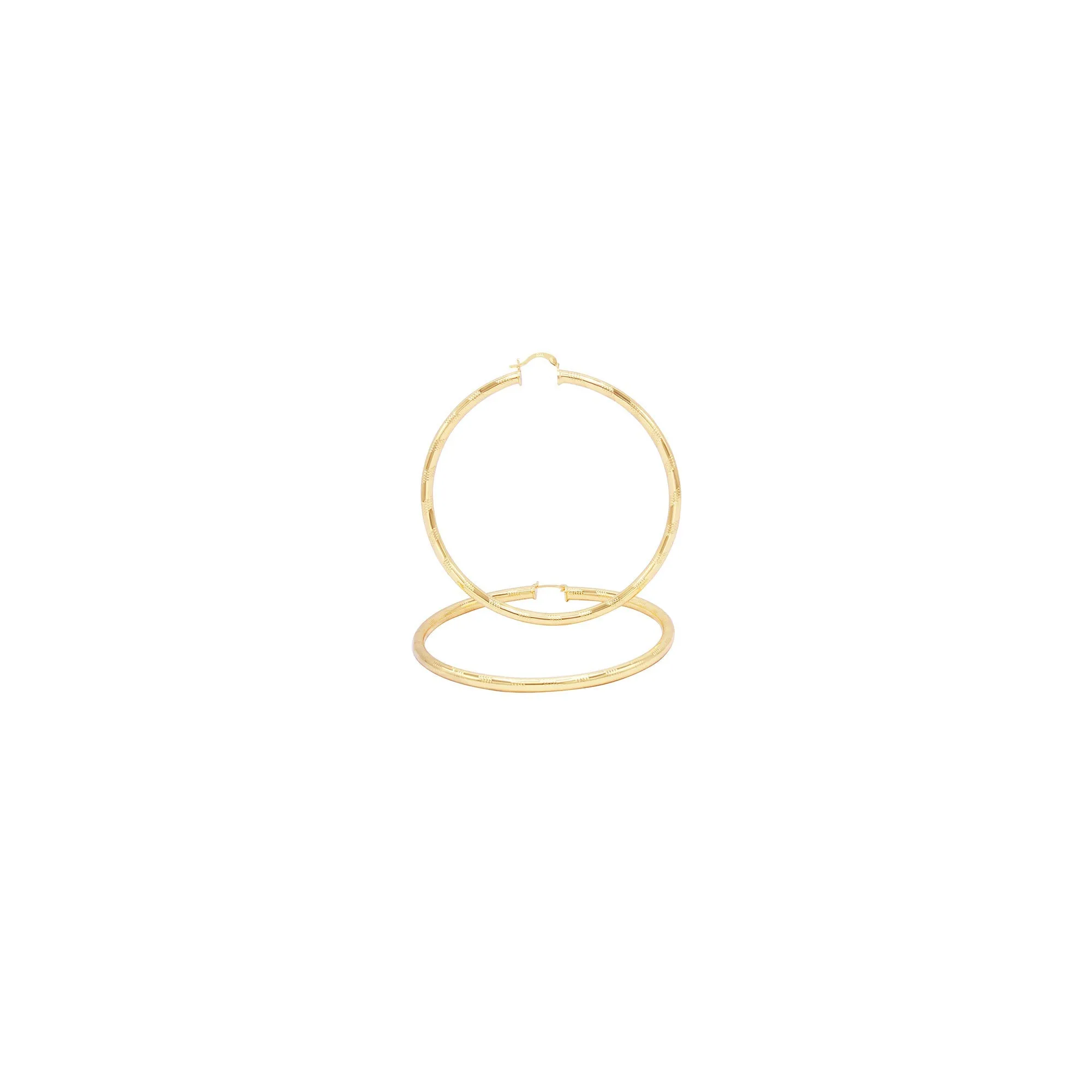 Slit Cut Hoop Earrings 14K Gold Filled 25 - 80 mm Women Fashion Jewelry 4 mm Thick