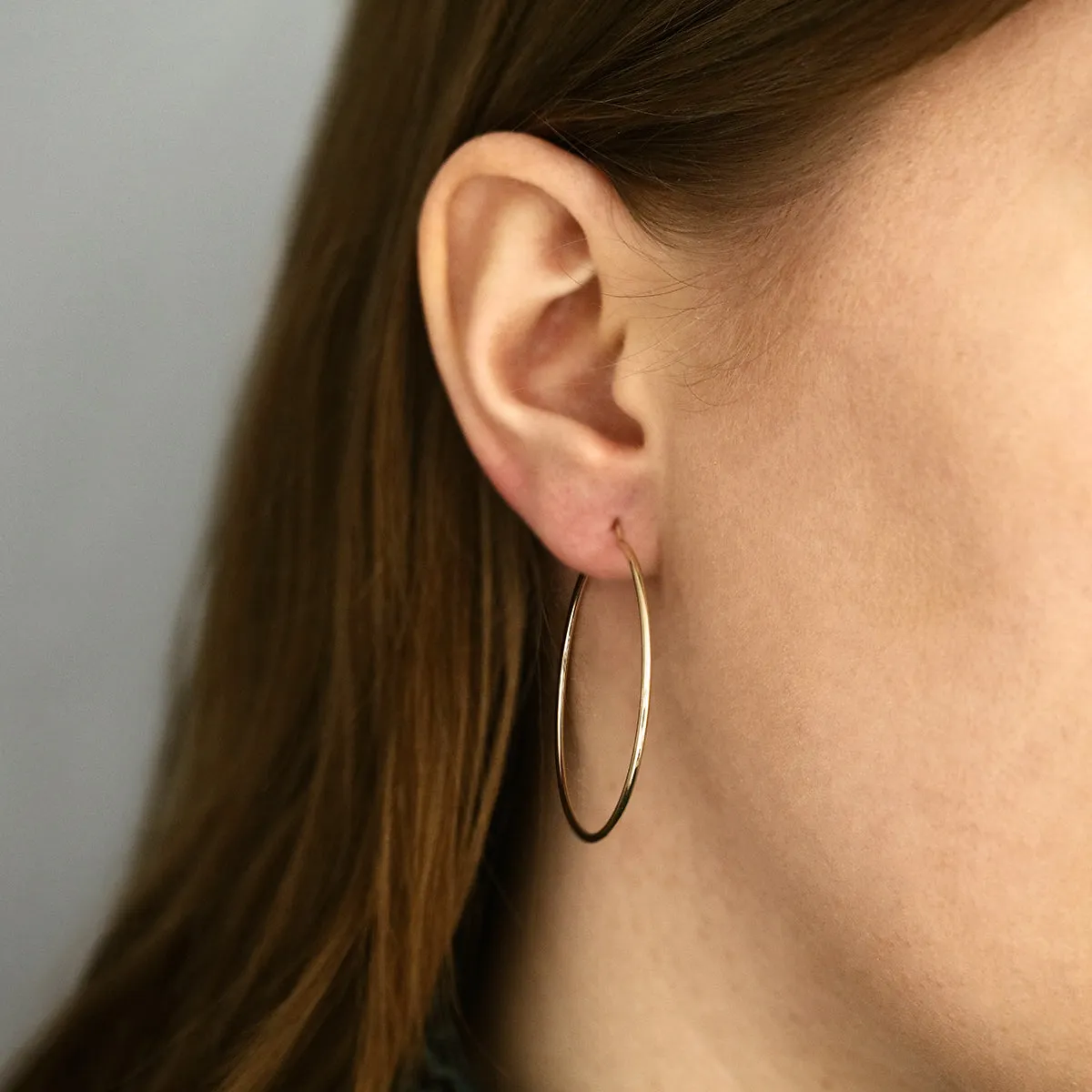 Soleil Collection 40mm Plain Flexible Hoop Earrings | 9K Solid Yellow Gold