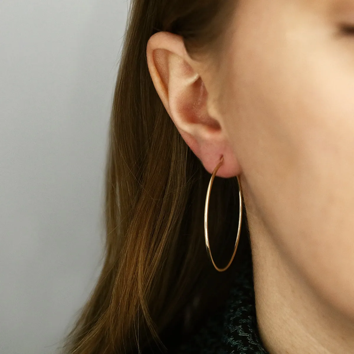 Soleil Collection 40mm Plain Flexible Hoop Earrings | 9K Solid Yellow Gold