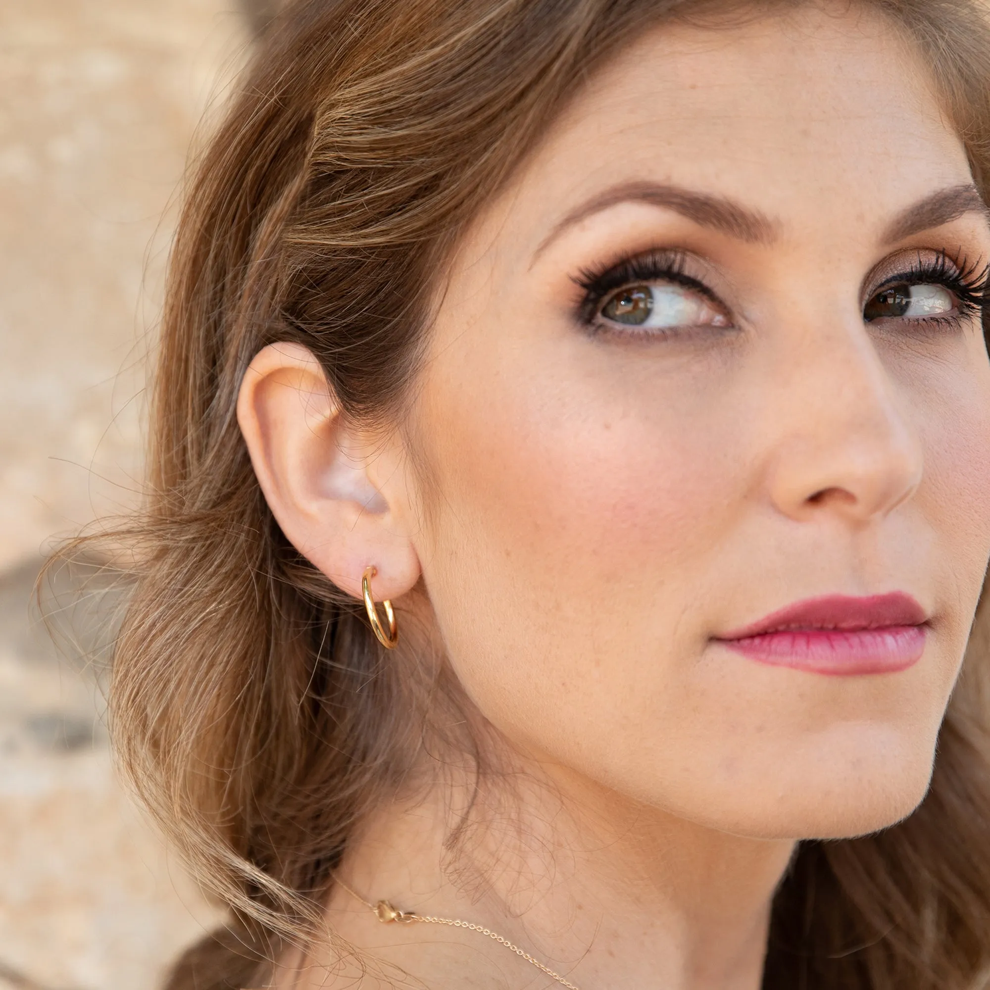 Solid Gold Small Tube Hoop Earrings