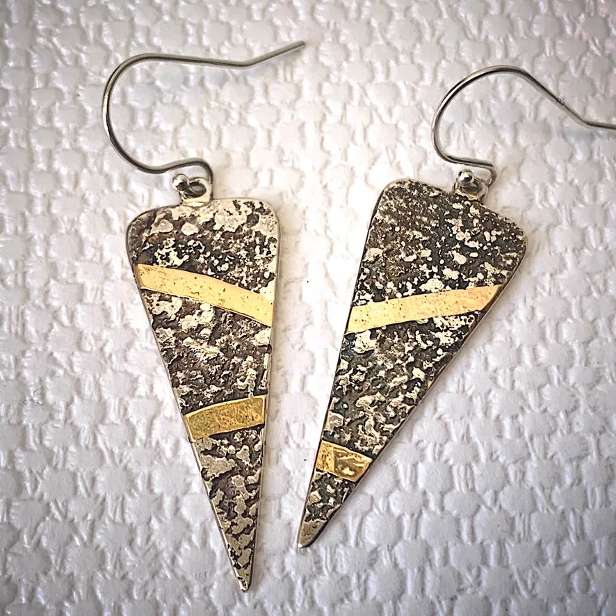 Solid sterling silver and gold earrings