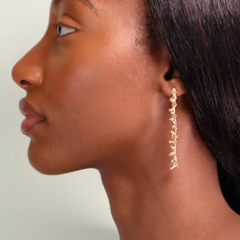 SPINE GOLD LONG DROP EARRINGS