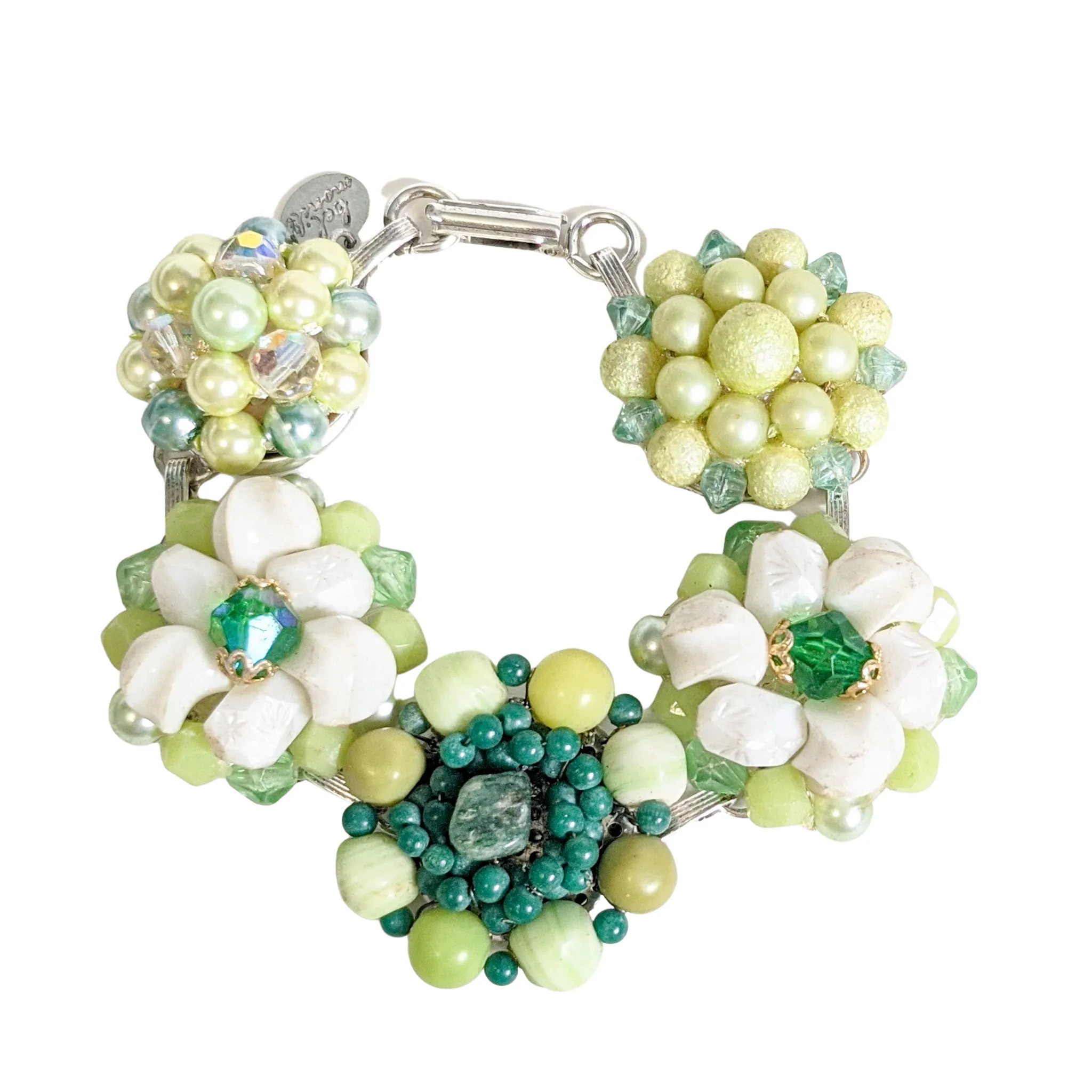 Spring Green Vintage Cluster Bracelet