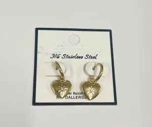 Star Heart Dangle Hoops