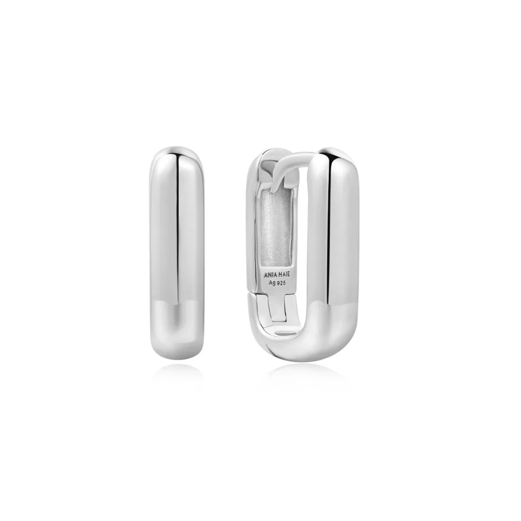 Sterling Silver Chunky Huggie Hoop Earrings by Ania Haie