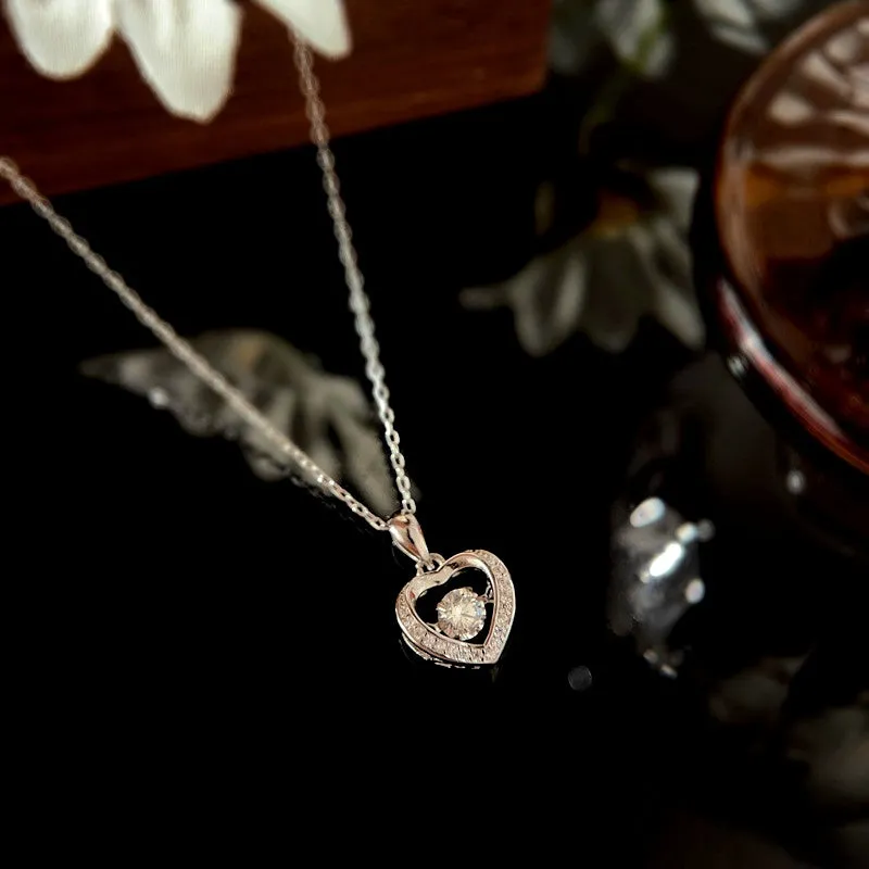 Sterling Silver Simple Beating Heart Necklace