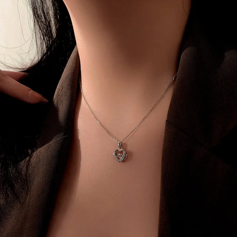 Sterling Silver Simple Beating Heart Necklace