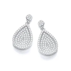 Sterling Silver Teardrop Micro Pave CZ Drop Earrings