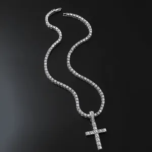 Studded Cross Chain - 4mm Silver