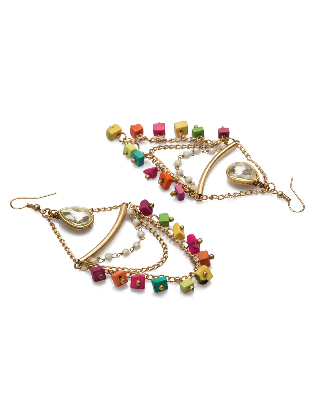 Stylish multicolor beads drop earring