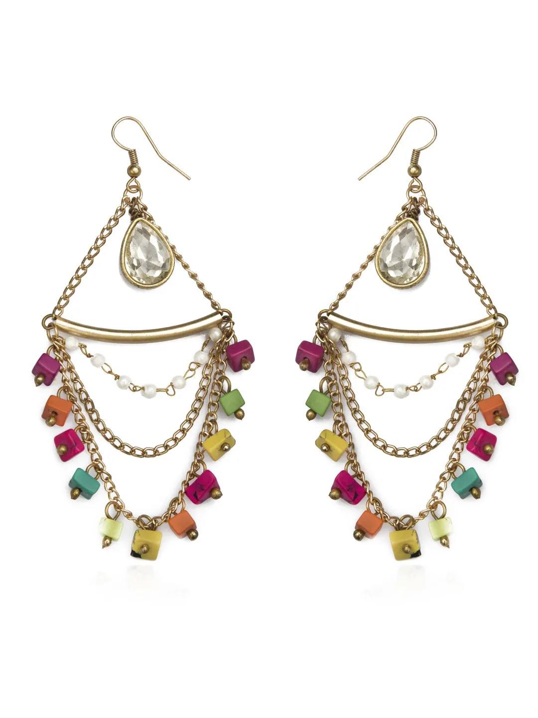 Stylish multicolor beads drop earring
