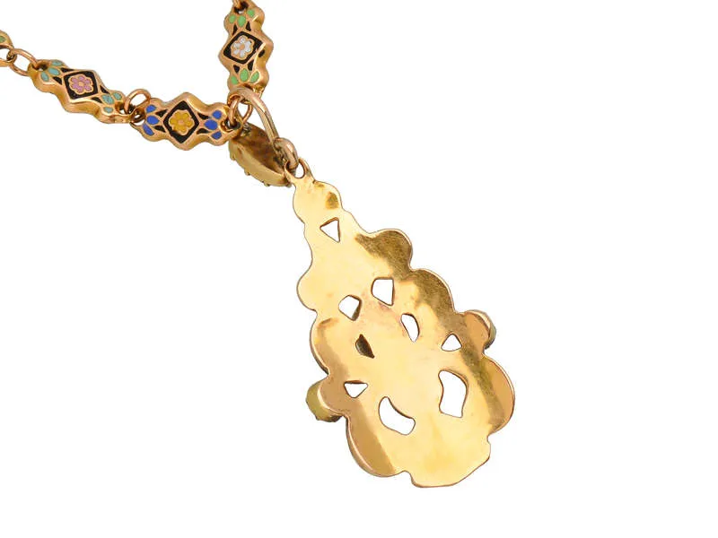 Swiss Enamel Pendant & Chain in Original Box