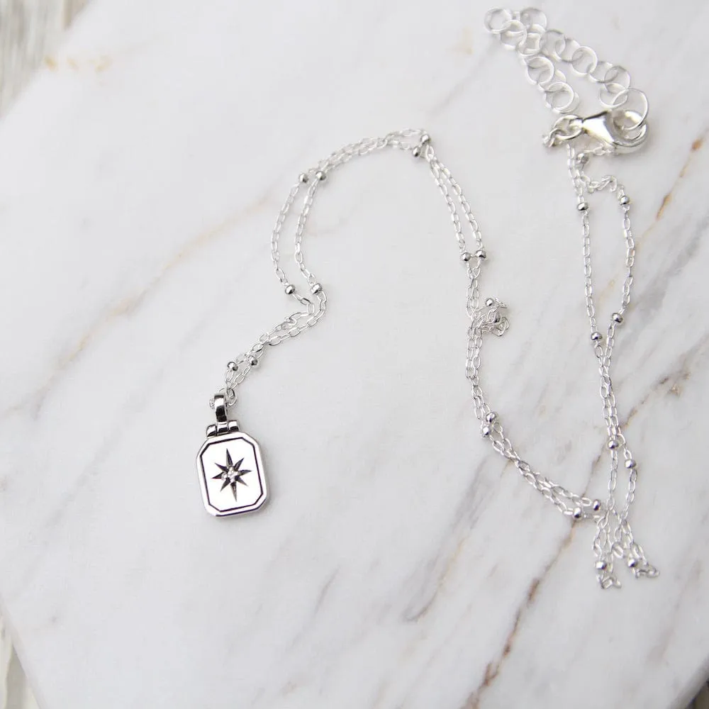 Tablet with Star Set White Sapphire - Sterling SIl