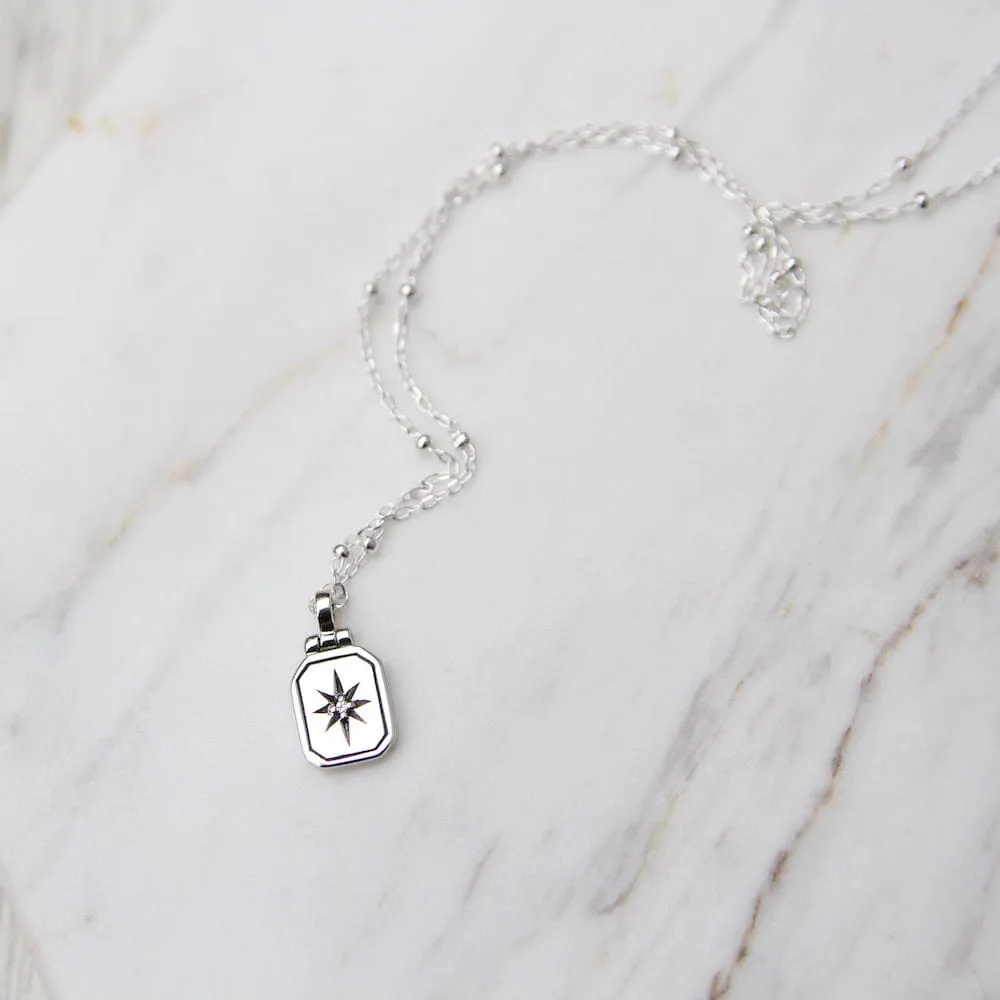 Tablet with Star Set White Sapphire - Sterling SIl