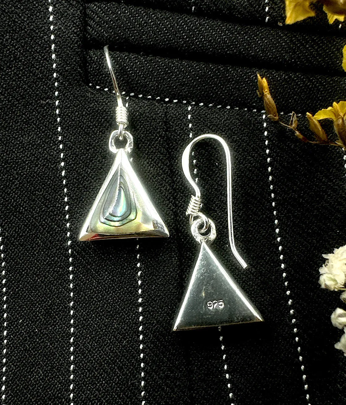The Triangle Sea-Shell Silver Earrings